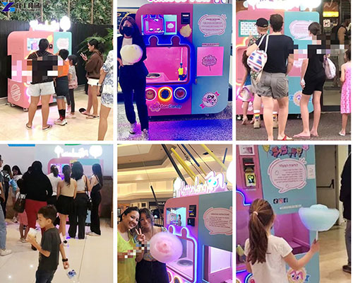 electric cotton candy vending machine in Italy