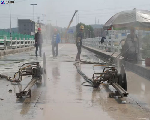 electric concrete wall cutting saw using steps