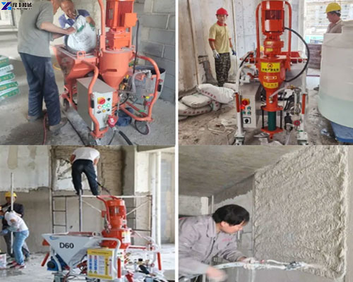 spray plaster machine using method