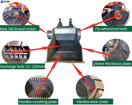 excavator crusher bucket structure