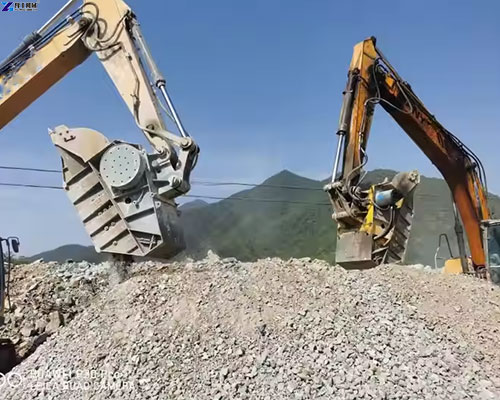 excavator rock crusher bucket usage